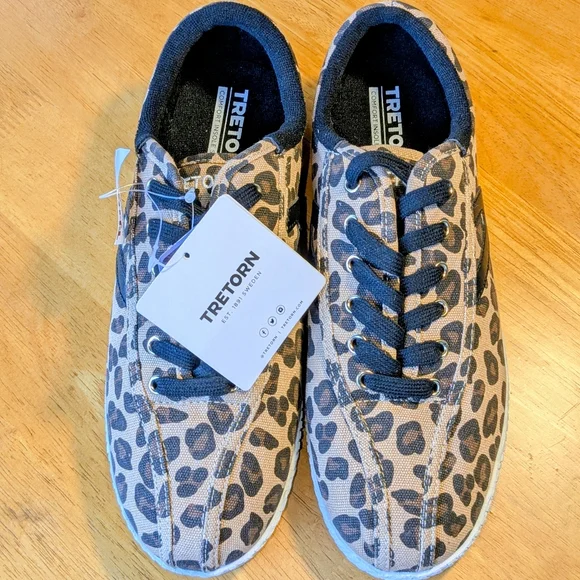 NWT Tretorn Nylite Plus Canvas Sneakers Shoes Leopard Animal Print Womens 9M - Picture 2 of 13